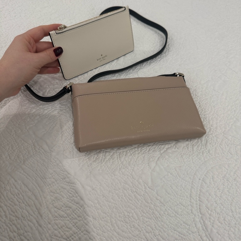 Kate Spade Taupe and Black Crossbody Bag